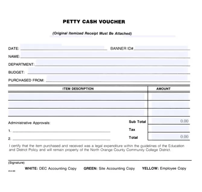 Petty Cash Voucher Template