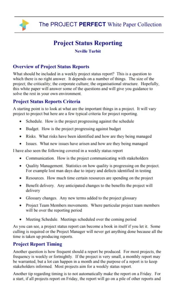 Project Status Report Template