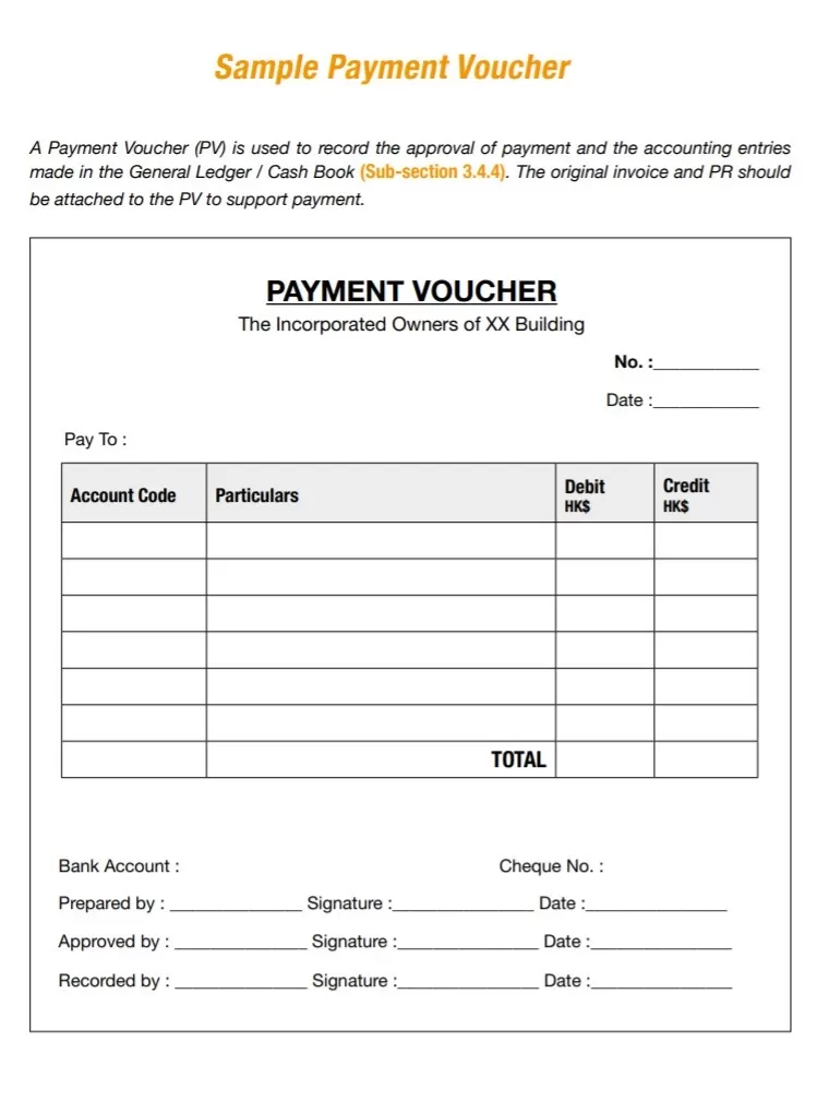 Sample Payment Voucher