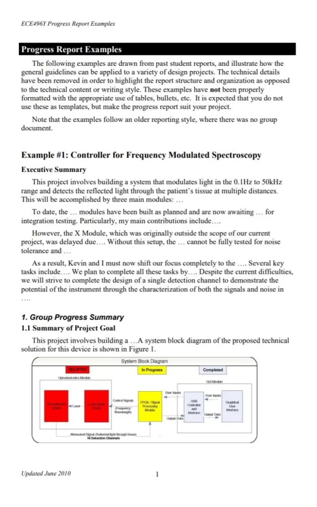 Sample Progress Report