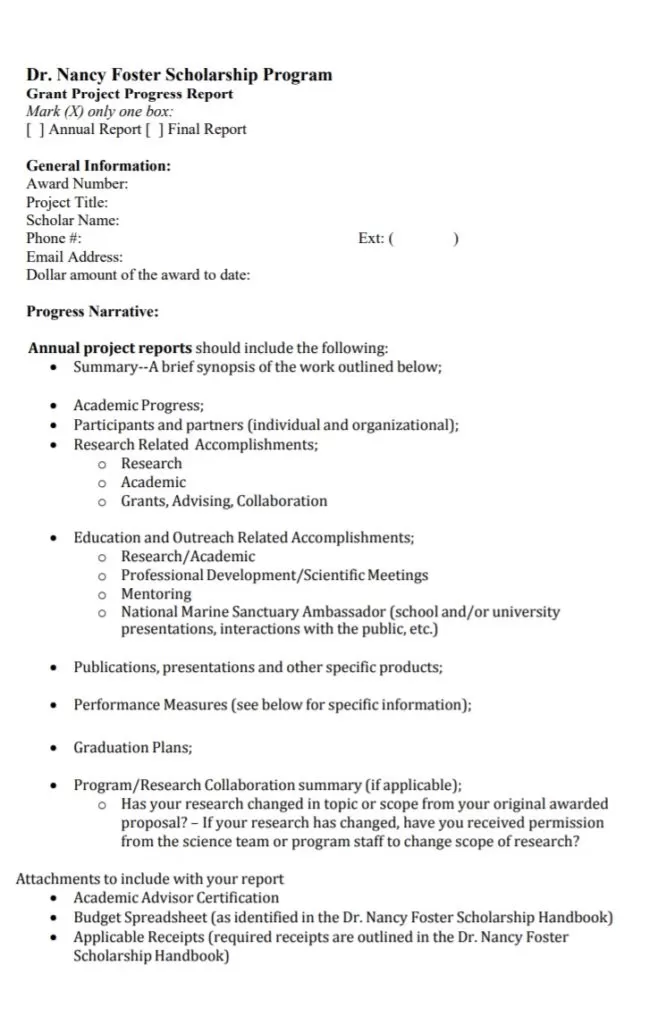 Scholarship Progress Report Template