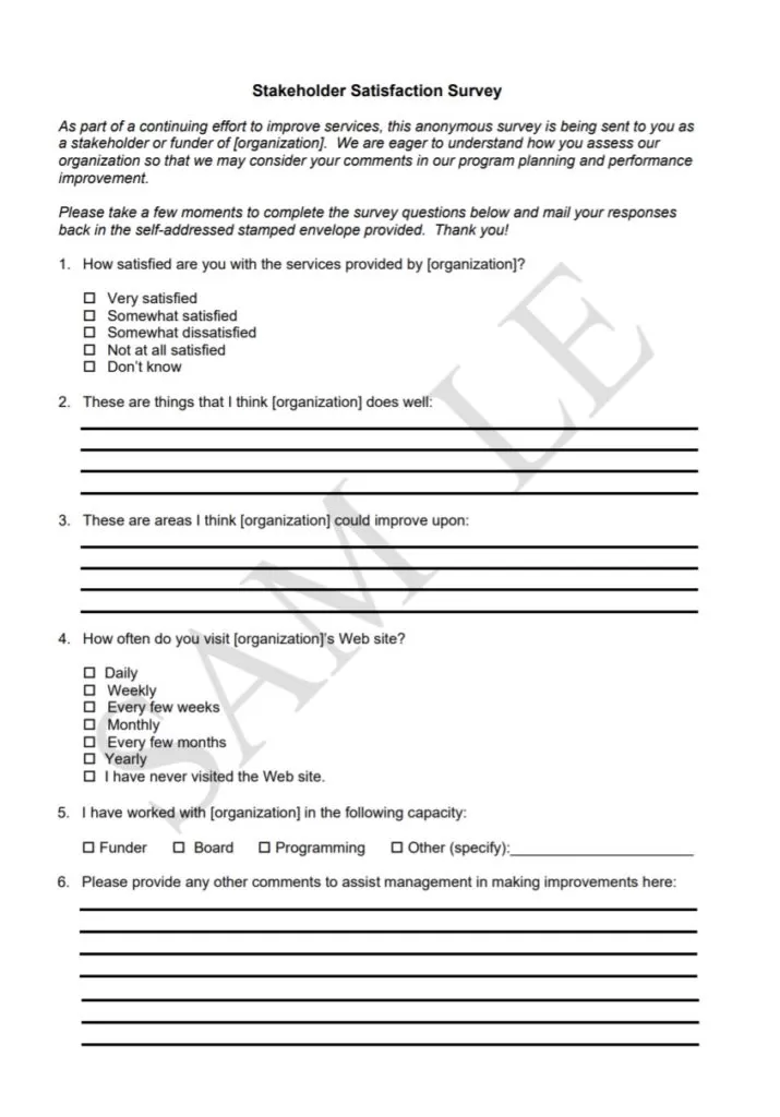 Stakeholder Satisfaction Survey Template