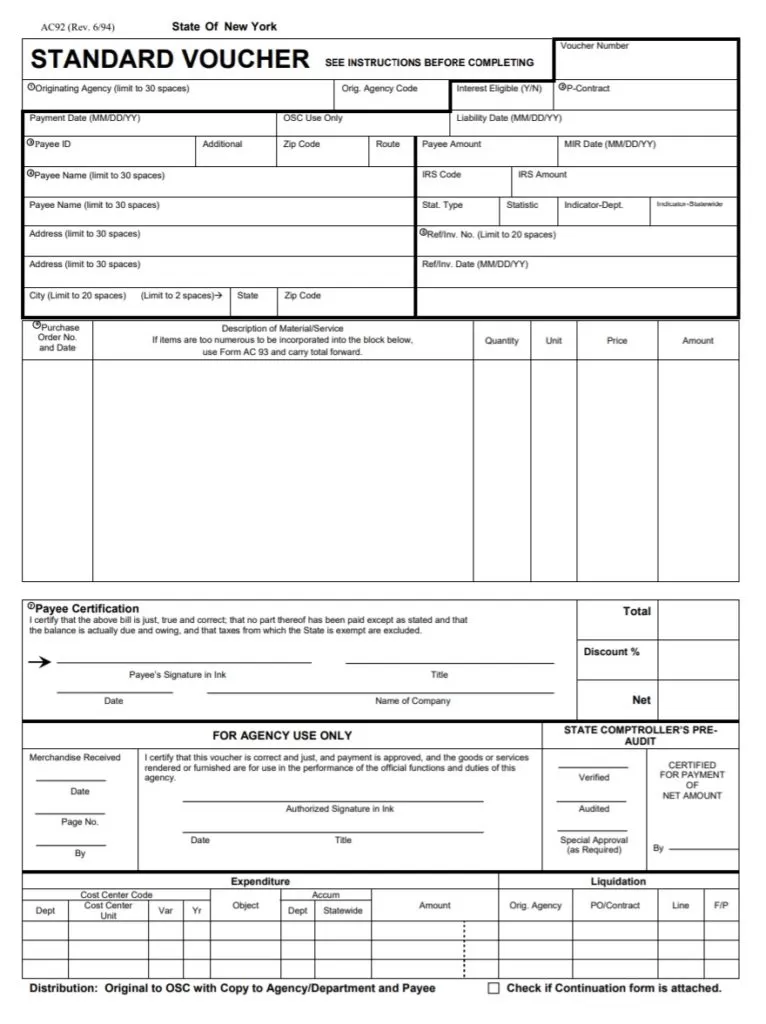 Standard Payment Voucher Template