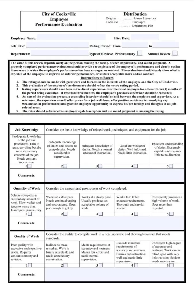 Employee Evaluation Template