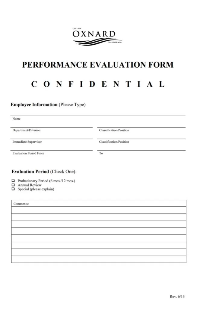 Employee Performance Evaluation Form