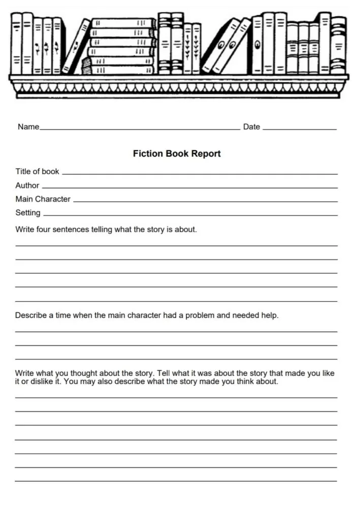 Fiction Book Report Template