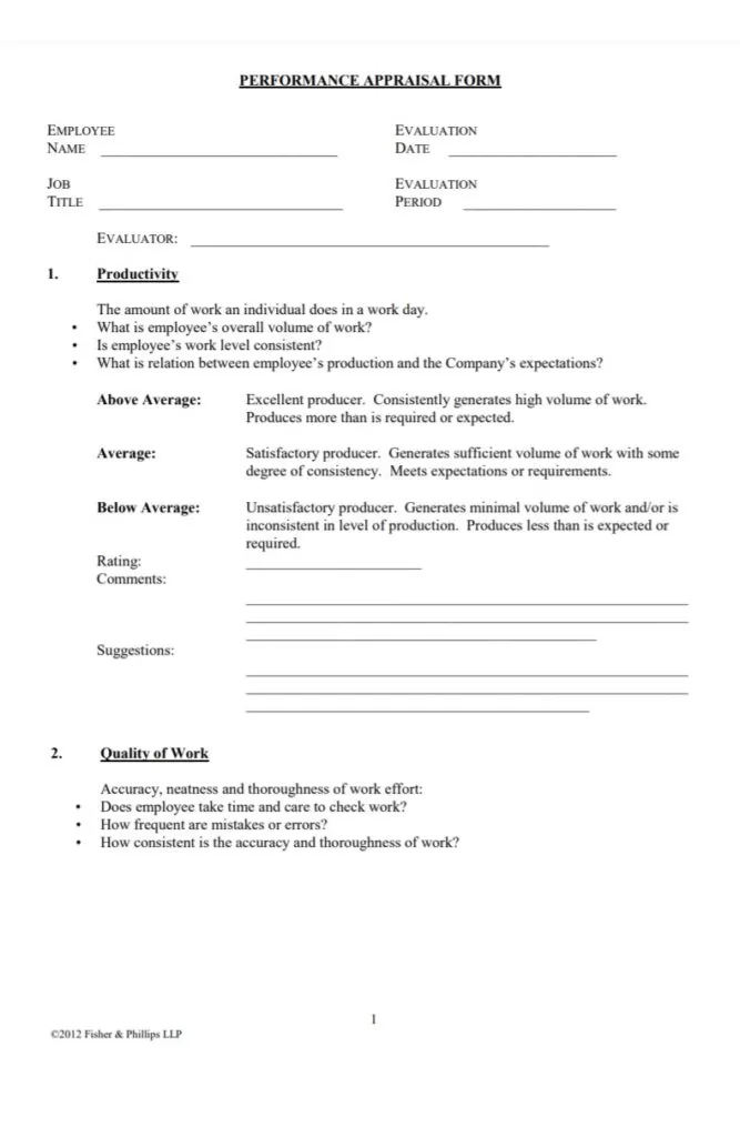 Monthly Employee Evaluation Form