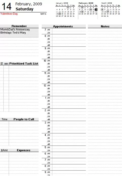 Daily Planner Format