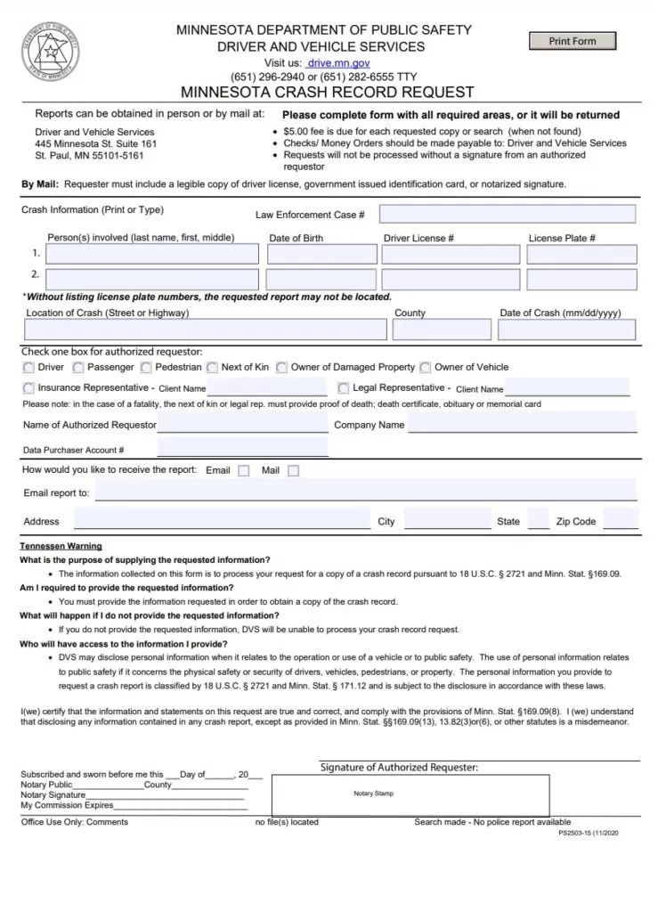 Police Report Form