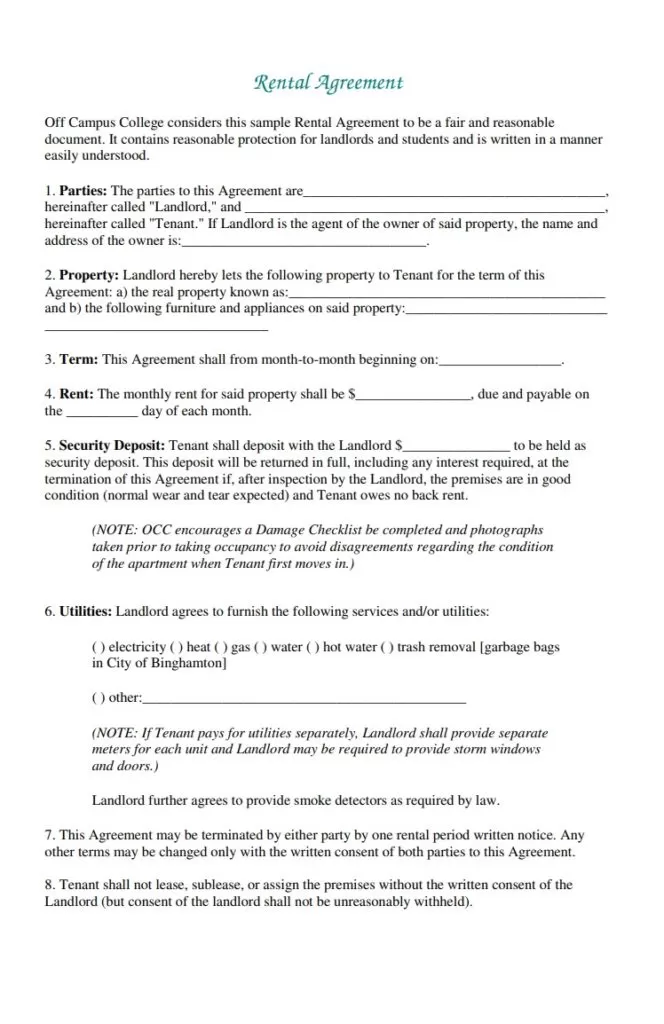 Rental Agreement Template PDF