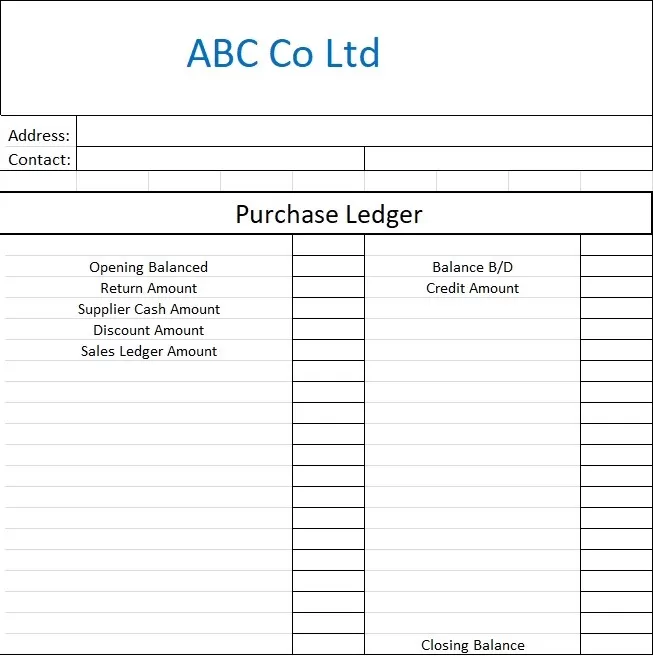 Purchase Ledger Template Excel