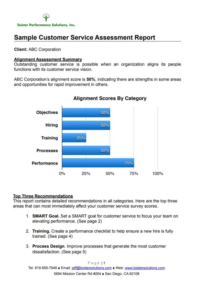 Customer Service Assessment Report Template