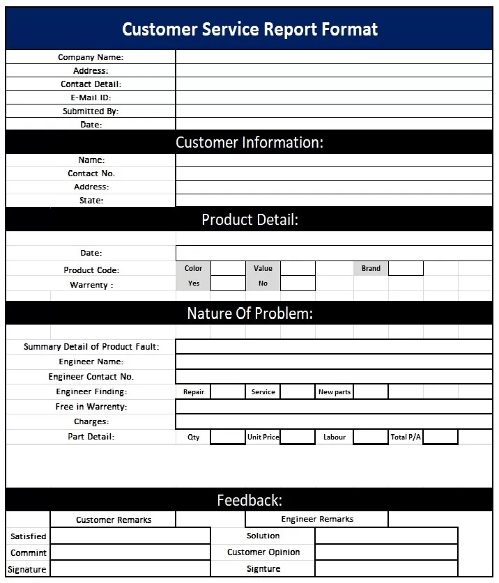 Customer Service Report Format