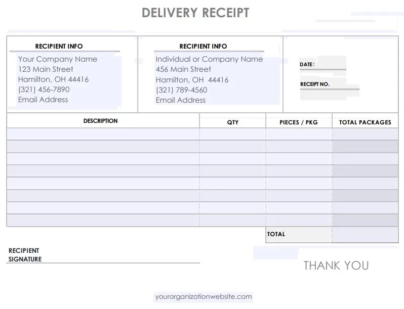 Delivery Receipt Format