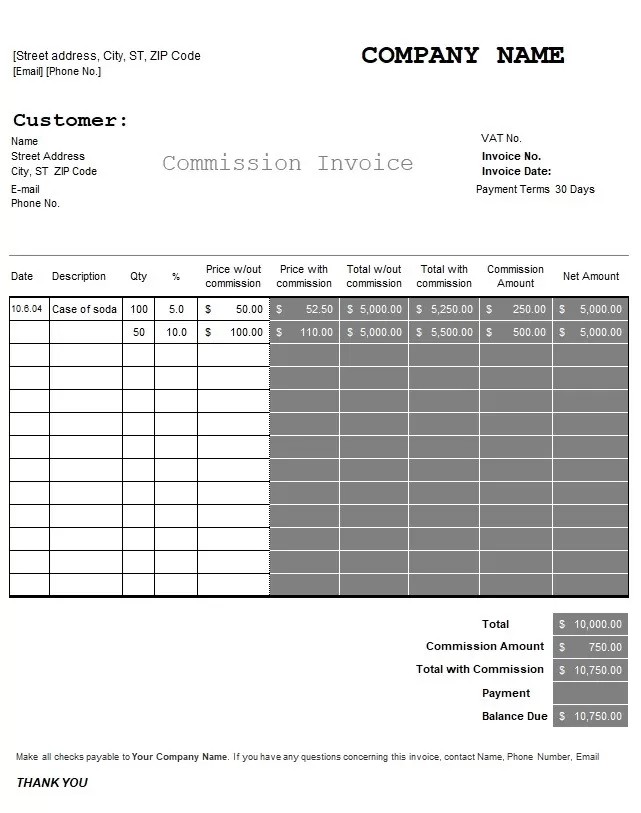 Commission Invoice