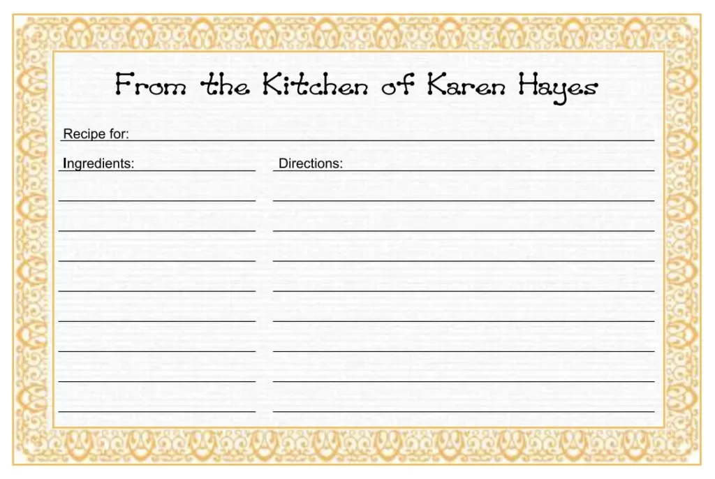 Kitchen Recipe Card Template