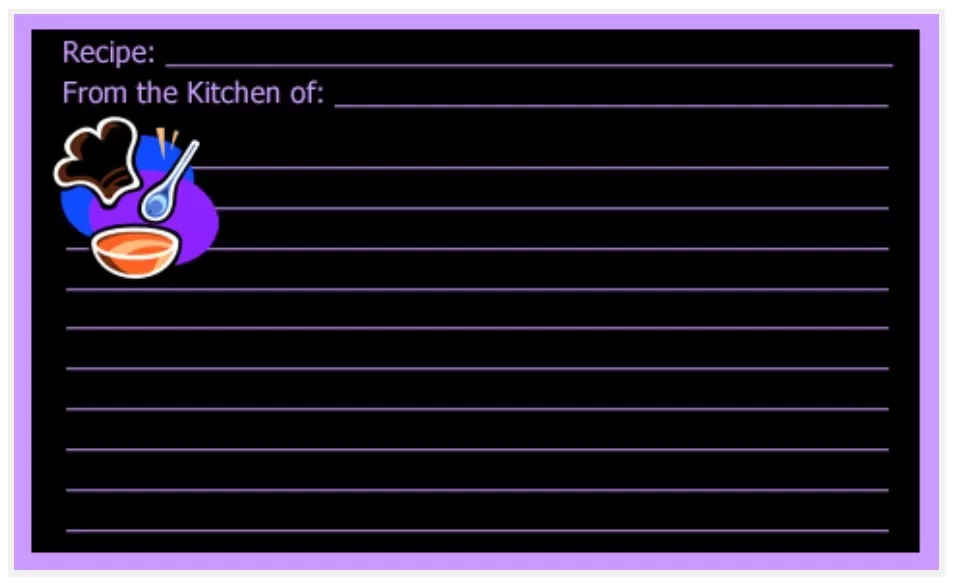 Printable Recipe Card Template