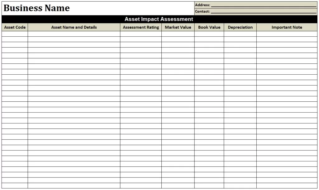 Impact Assessment Template Excel