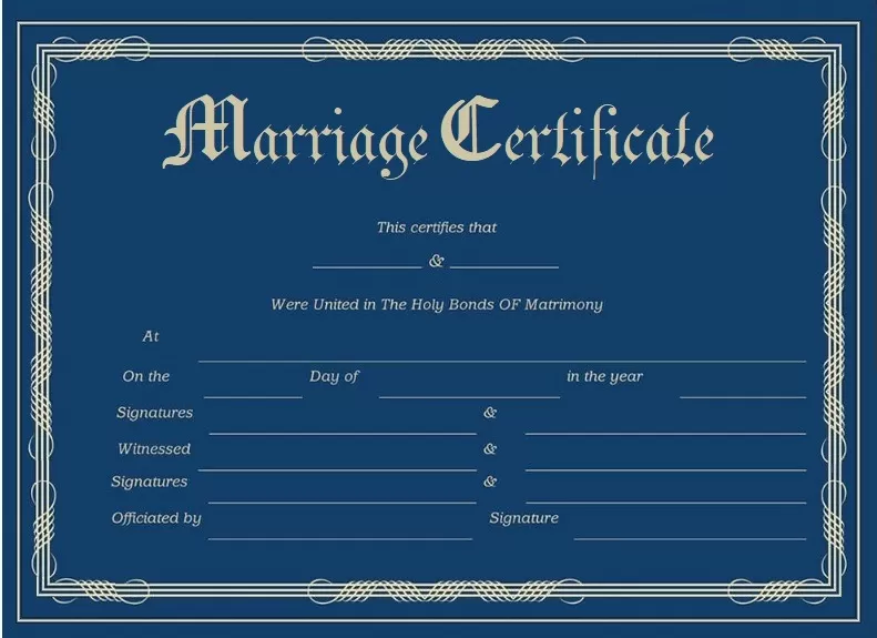 Marriage Certificate Sample