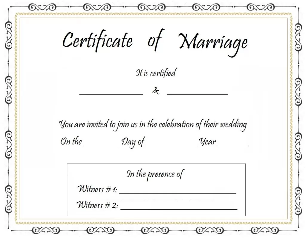 Marriage Certificate Template