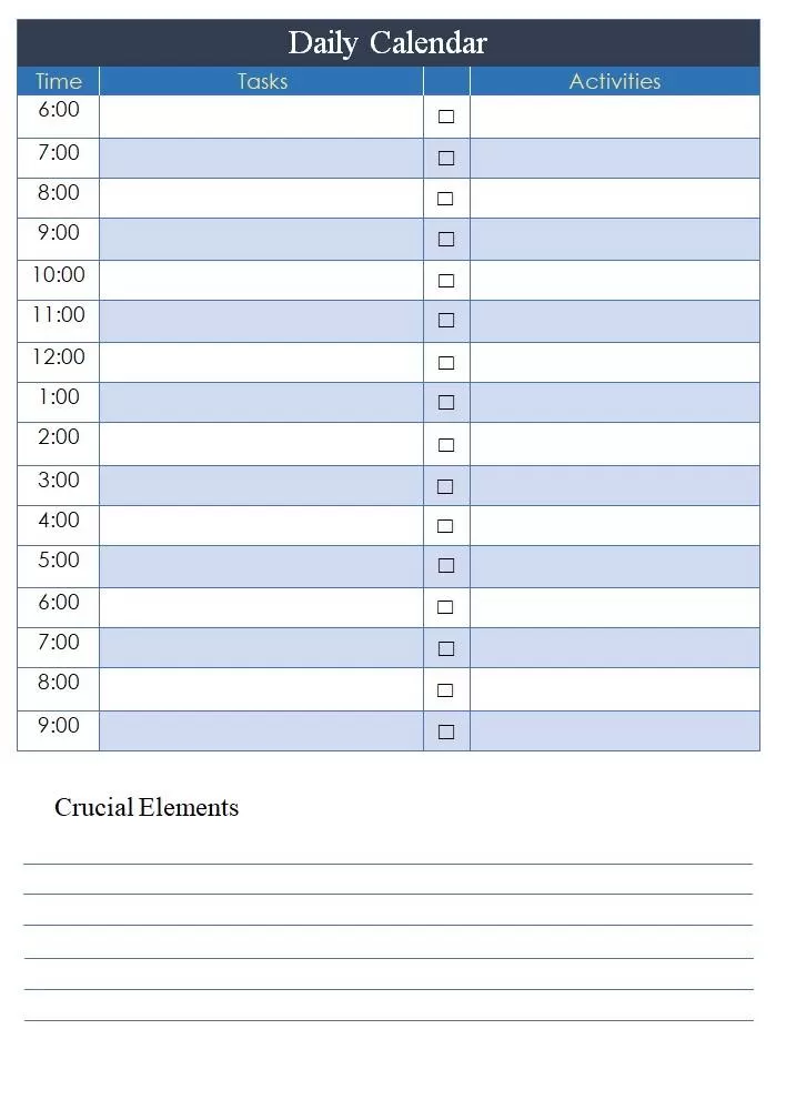 Daily Calendar Format