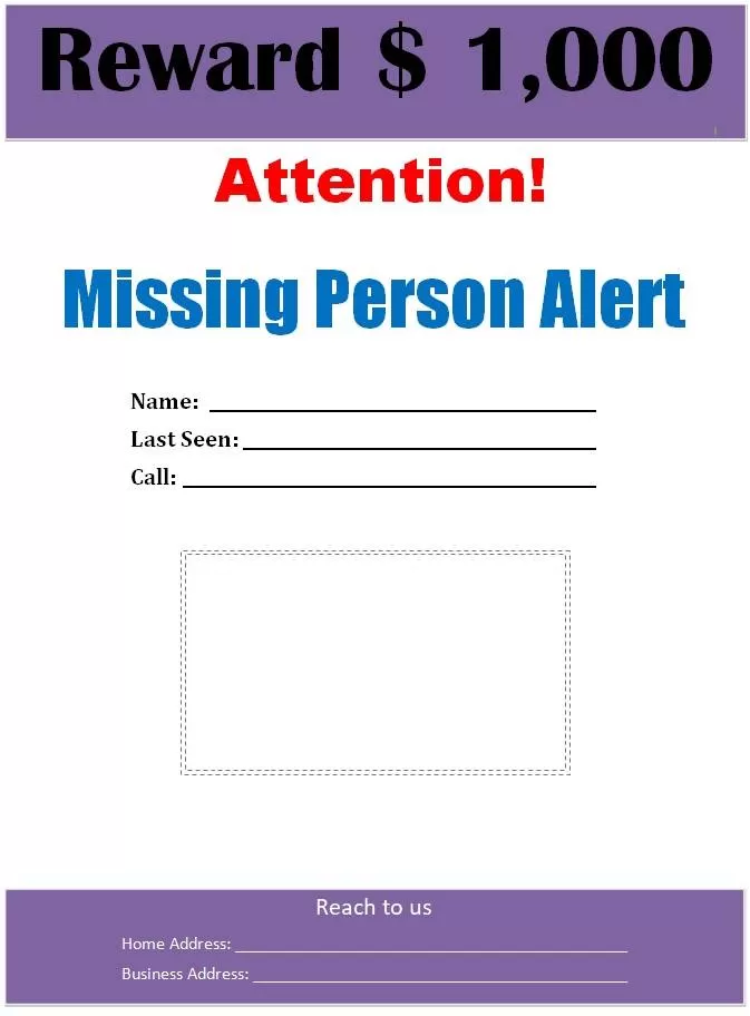 Missing Person Poster Template