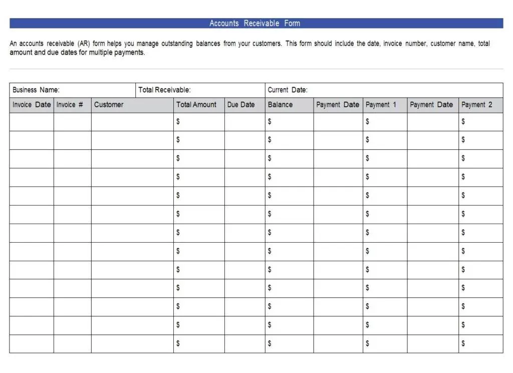 Receivable Form