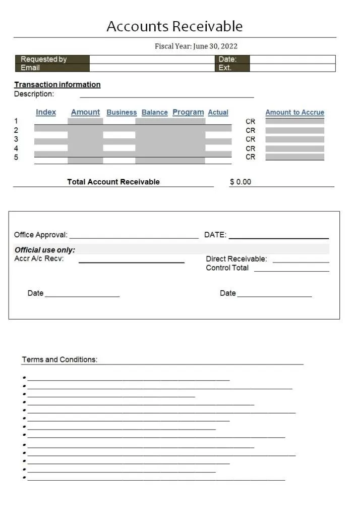 Receivable Template