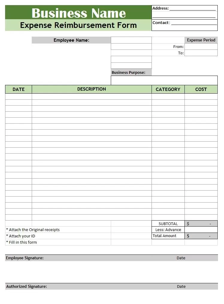 Expense Claim Form