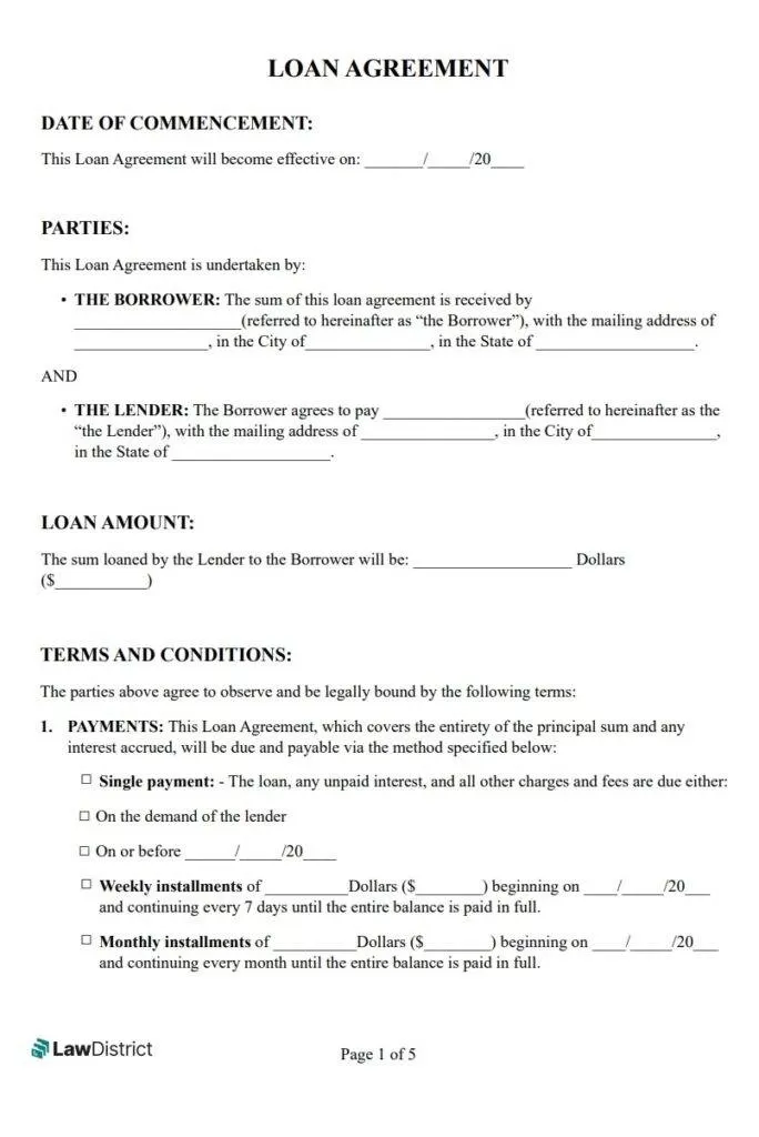 Loan Agreement Format