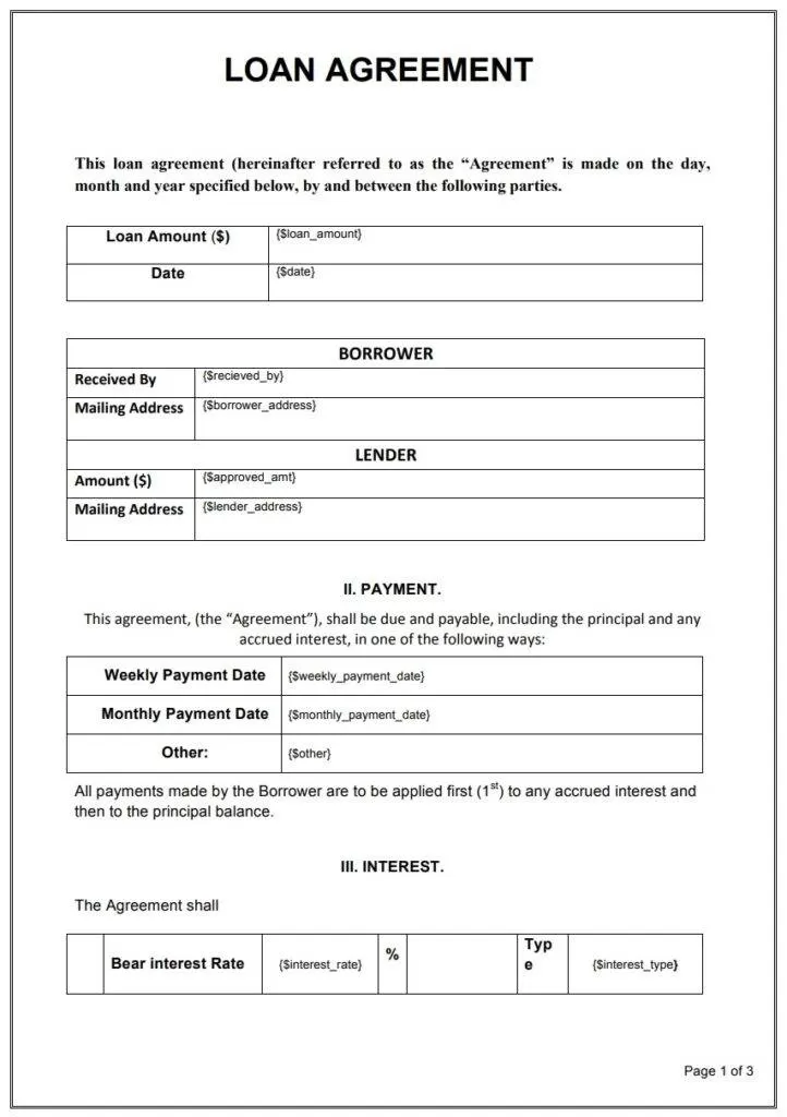 Loan Agreement Template PDF