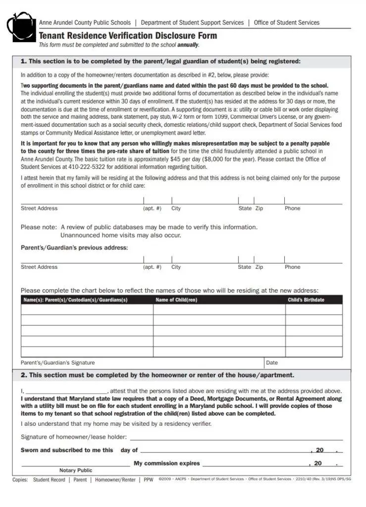 Tenant Verification Disclosure Form