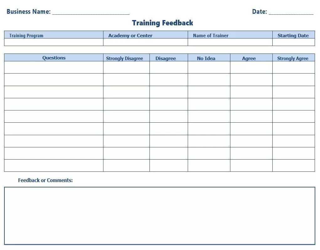 Training Feedback Format