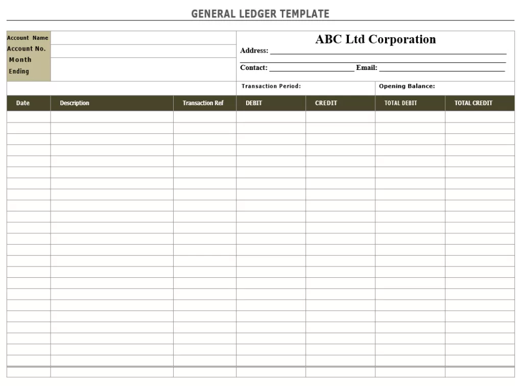 General Ledger Format