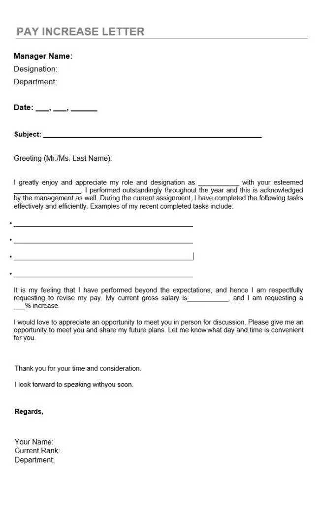 Pay Increase Letter Template