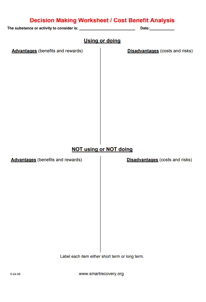 Cost Benefit Analysis Sheet Template