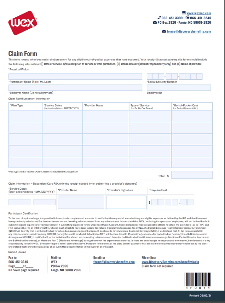 Reimbursement Claim Form