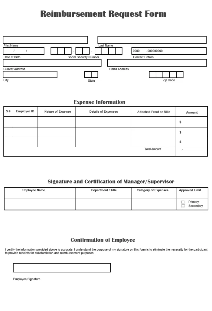 Reimbursement Request Form