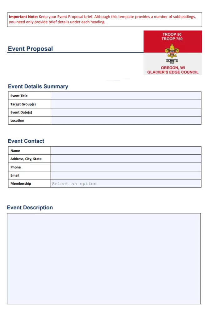 Blank Event Proposal Template