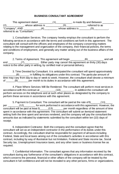 Business Consultancy Contract Template