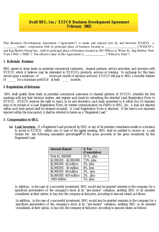 Business Development Contract Template