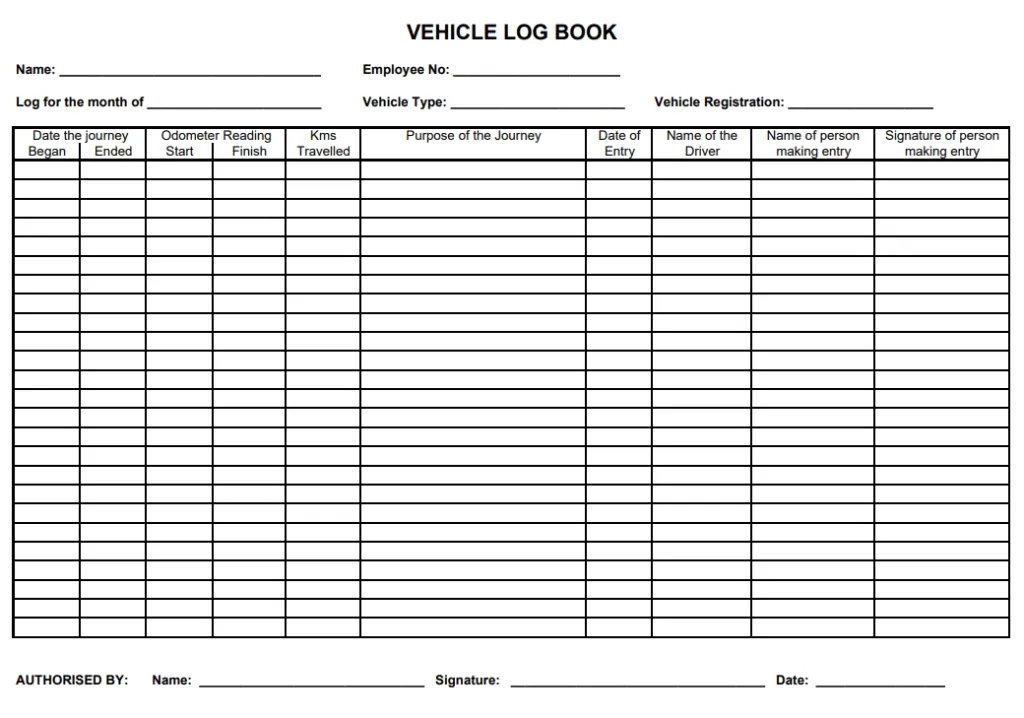 Car Log Book Template