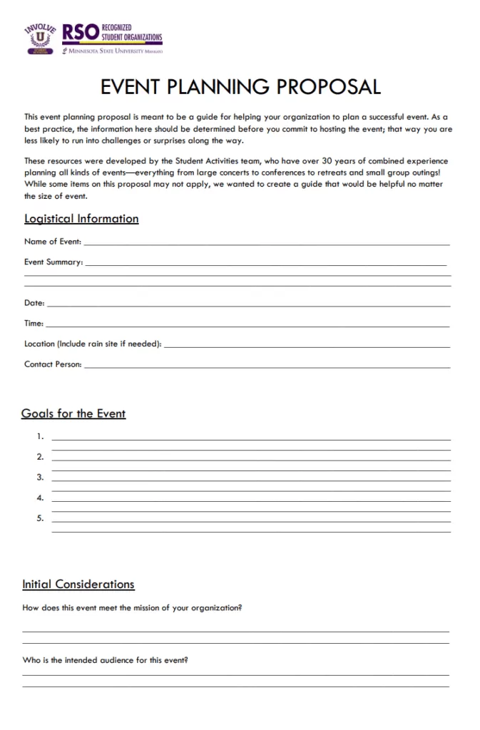 Event Planning Proposal Template