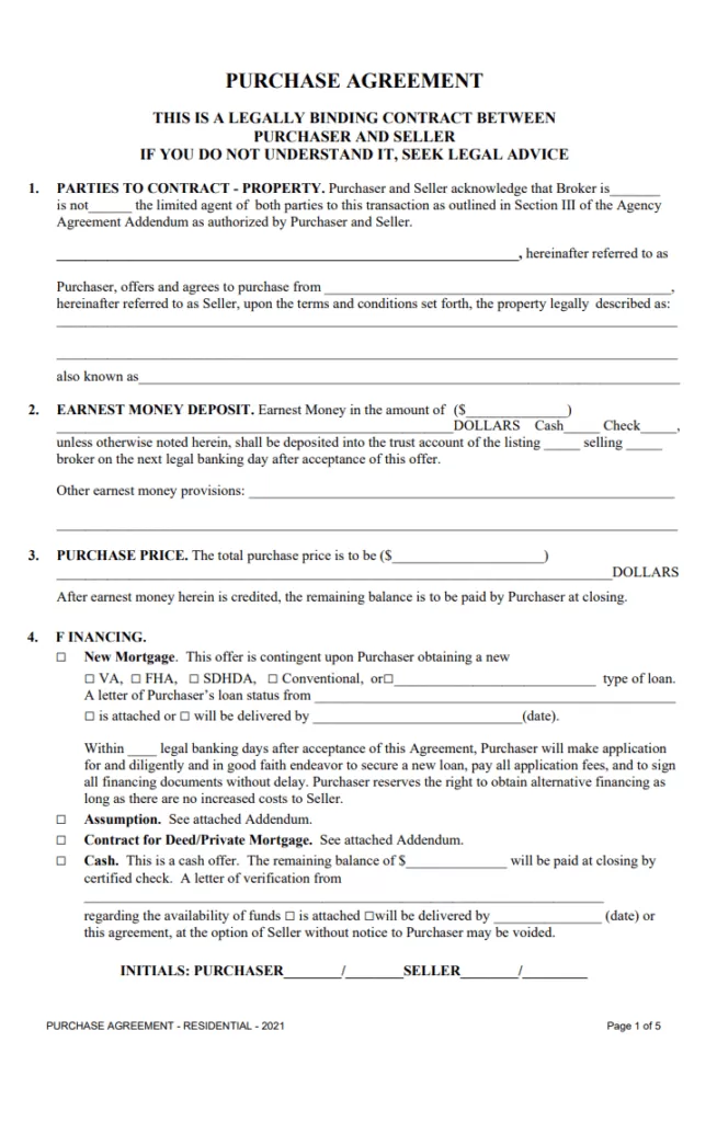 Purchase Agreement Format