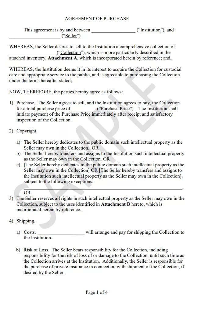 Purchase Agreement Template PDF