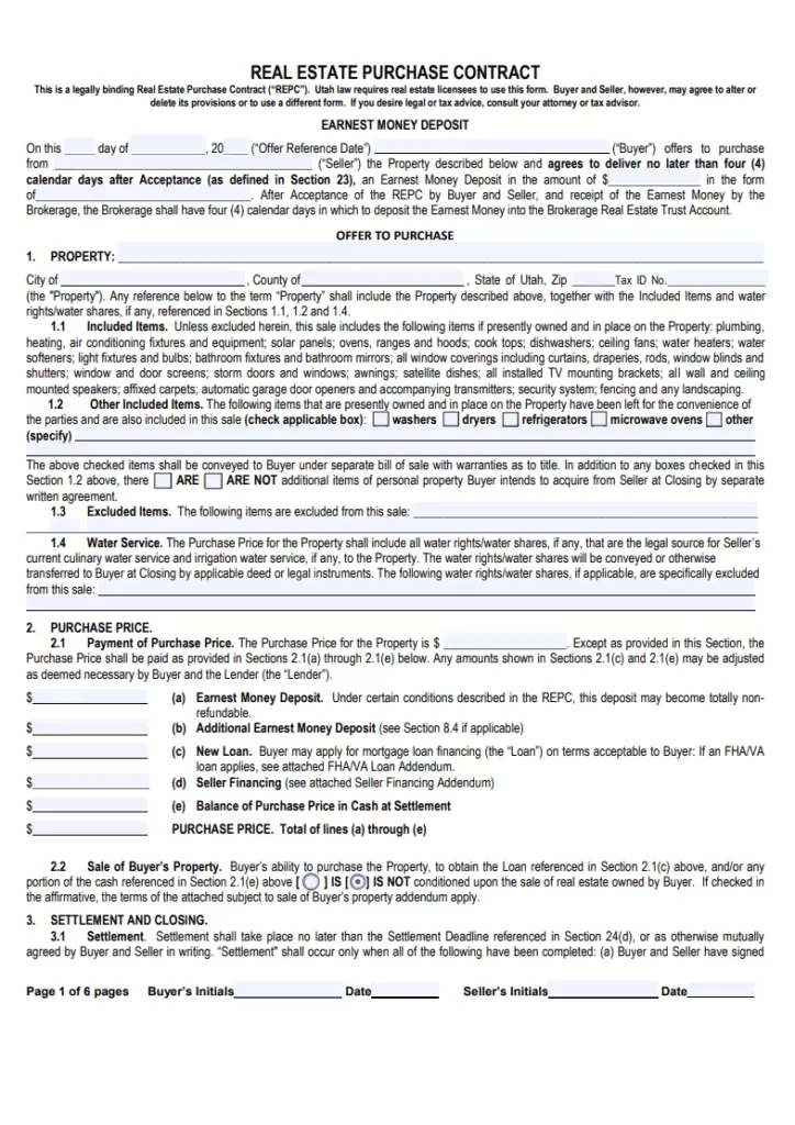 Real Estate Purchase Agreement Template