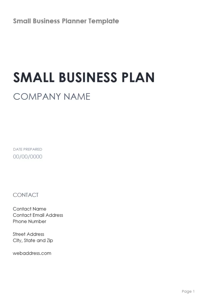 Small Business Planner Template