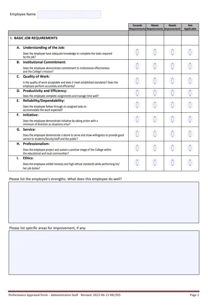 Annual Performance Appraisal Form