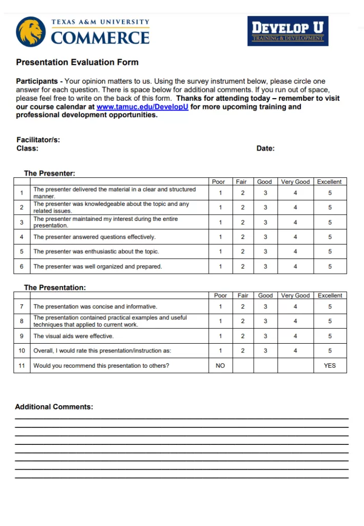 Blank Professional Feedback Form