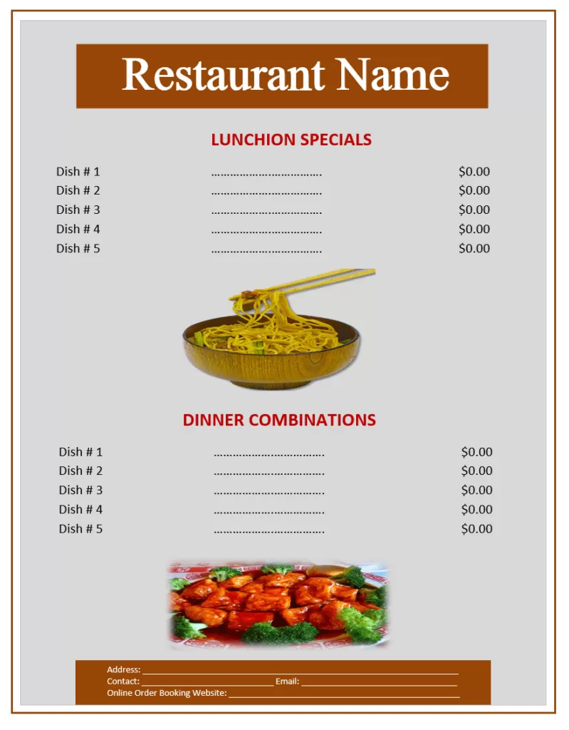 Chinese Food Menu Design Template